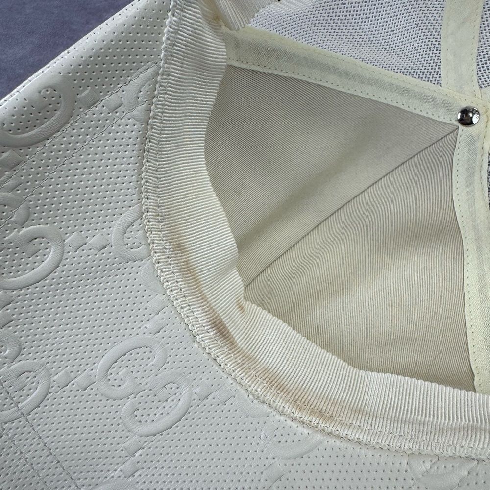 Gucci Embossed Mesh Gg Cream Cap Hat Medium - Picture 9 of 13